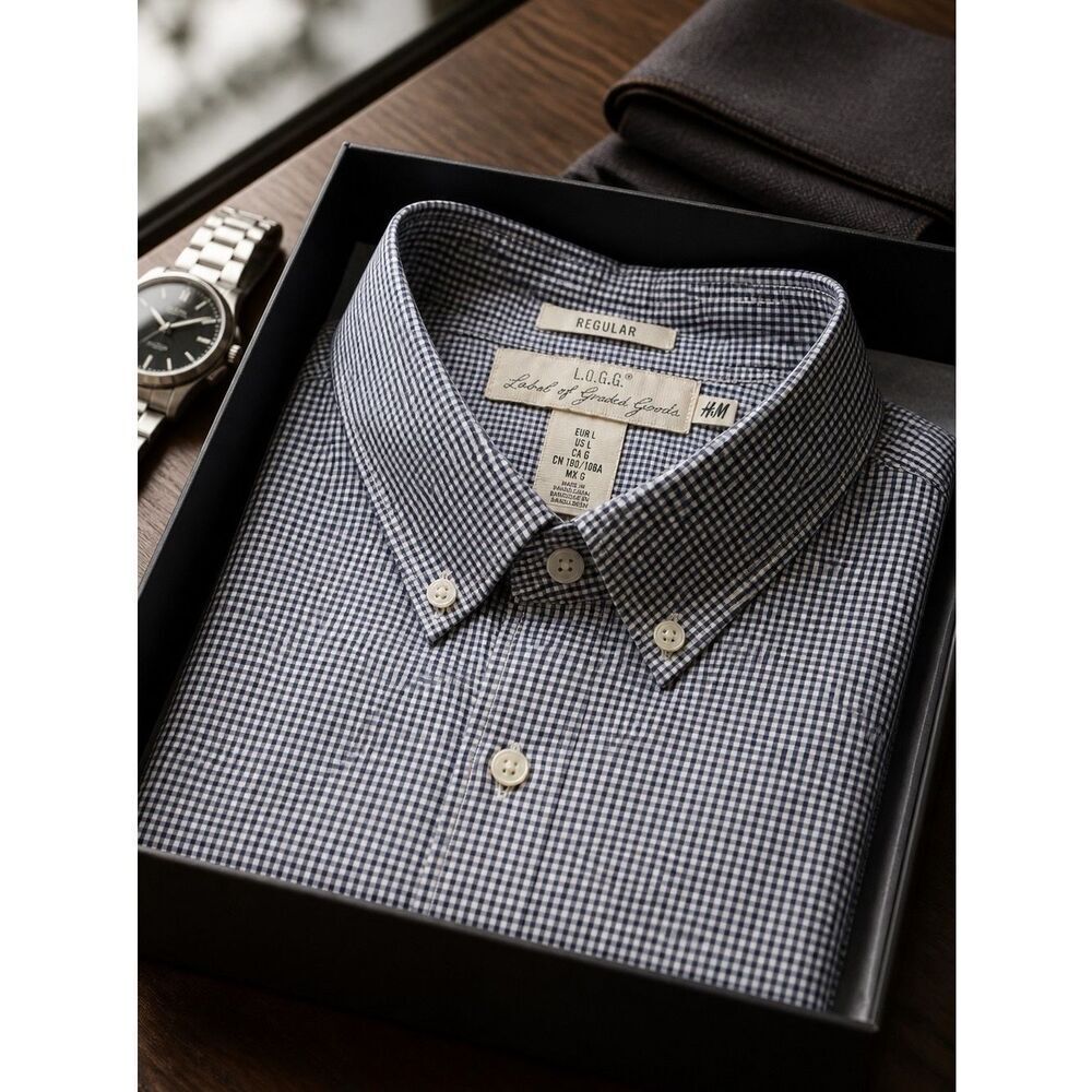 H&M Regular Fit Short Sleeve Button Down Shirt L